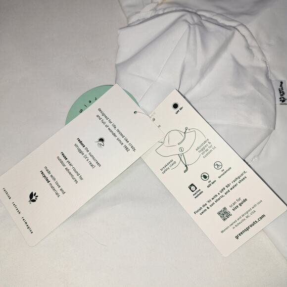 Green Sprouts 9-18 M 100% Recycled Polyester White Sun Hat - Picture 5 of 10